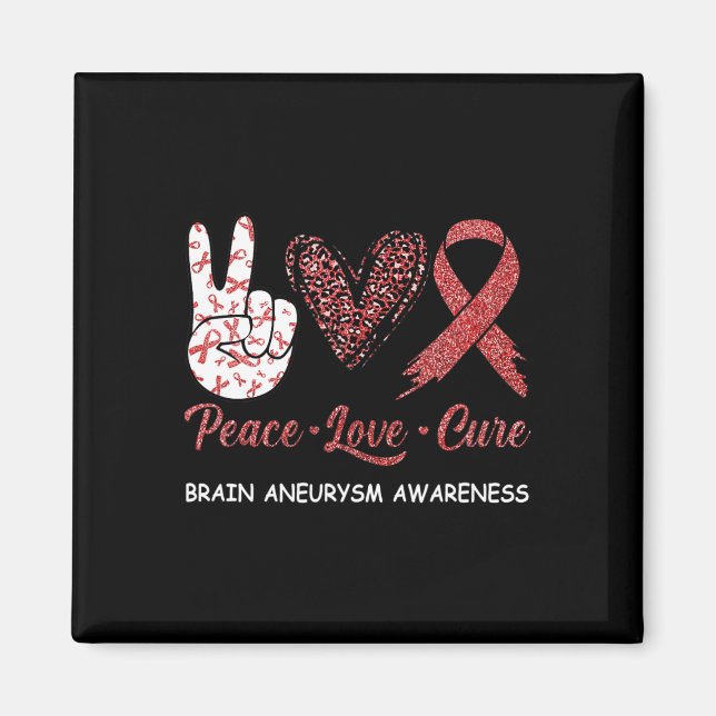 Brain Aneurysm Awareness Peace Kärlek Cure Leopard Magnet (Framsidan)