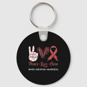 Brain Aneurysm Awareness Peace Kärlek Cure Leopard Nyckelring
