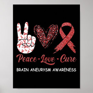 Brain Aneurysm Awareness Peace Kärlek Cure Leopard Poster