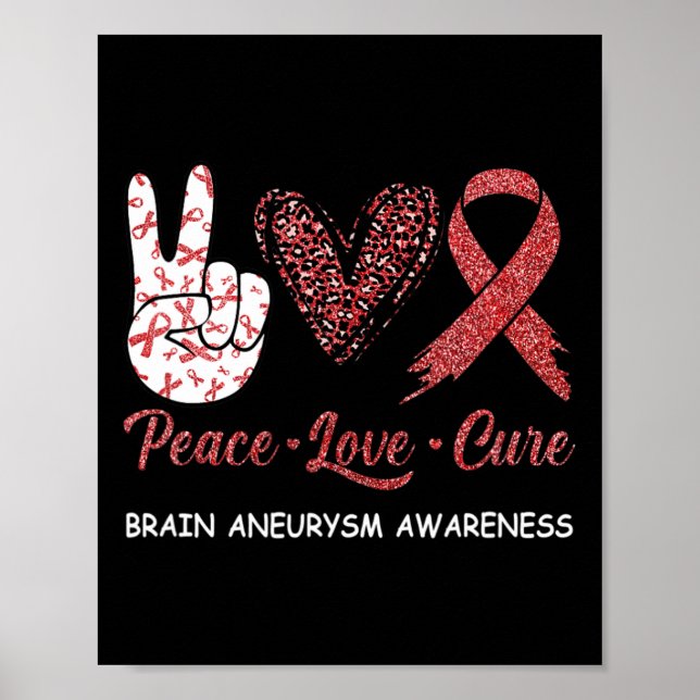 Brain Aneurysm Awareness Peace Kärlek Cure Leopard Poster (Framsidan)