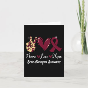 Brain Aneurysm Awareness Peace Kärlek Hope Burgund Kort