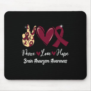 Brain Aneurysm Awareness Peace Kärlek Hope Burgund Musmatta