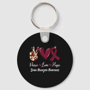 Brain Aneurysm Awareness Peace Kärlek Hope Burgund Nyckelring