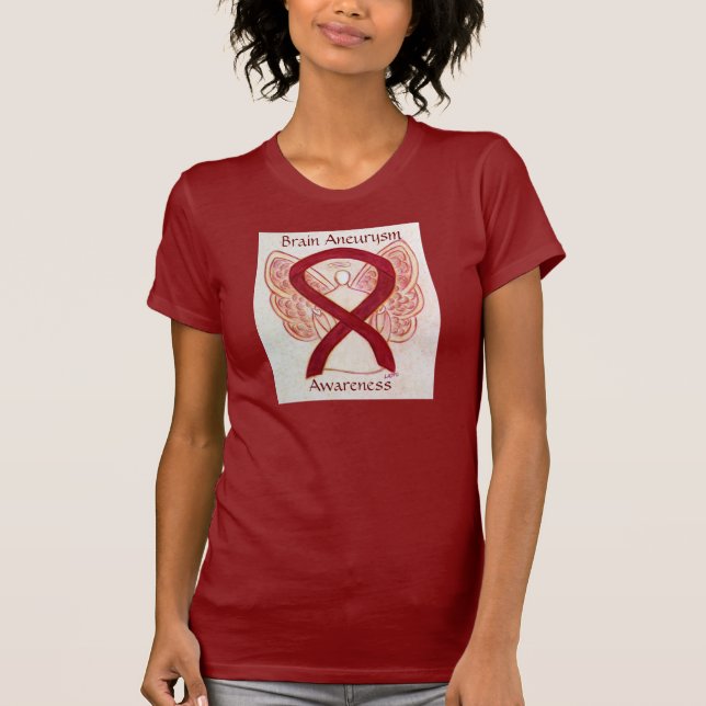 Brain Aneurysm Awareness Ribbon Angel Anpassningsb Tee Shirt (Framsida)