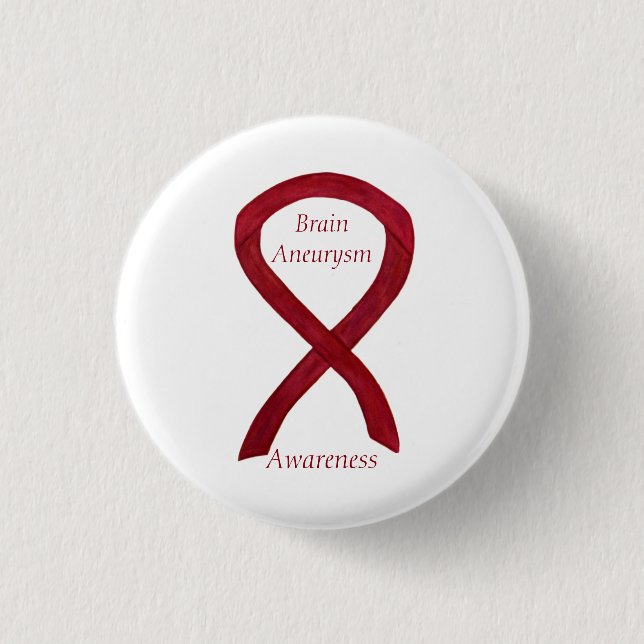 Brain Aneurysm Awareness Ribbon Anpassningsbar Art Knapp (Framsida)