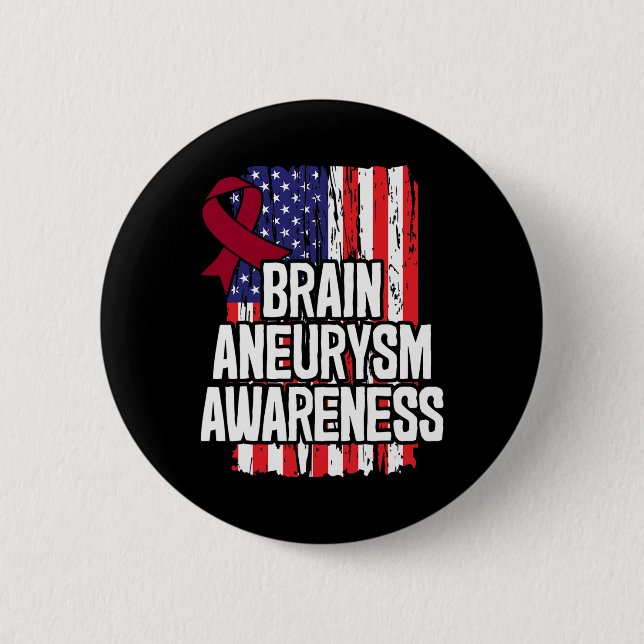 Brain Aneurysm Awareness Ribbon Knapp (Framsida)