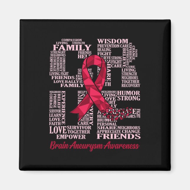 Brain Aneurysm Awareness Ribbon Month Support Grap Magnet (Framsidan)