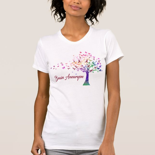 Brain Aneurysm Awareness Träd T Shirt (Framsida)