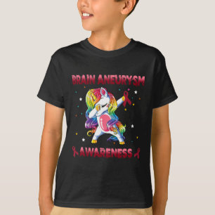 Brain Aneurysm Awareness Unicorn Dabbing Burgundy T Shirt