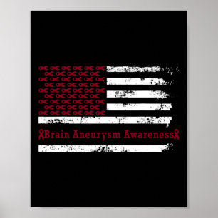 Brain Aneurysm Awareness USA flagga American Burgu Poster