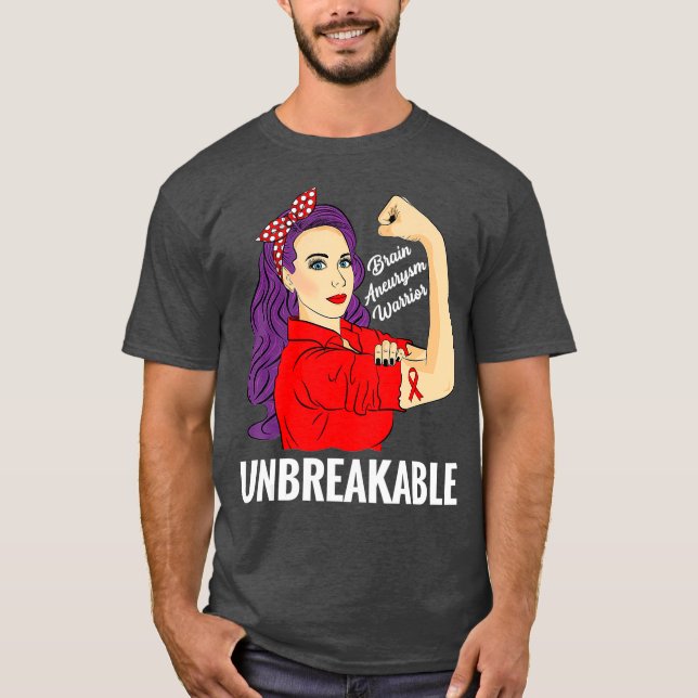Brain Aneurysm Awareness Warrior Obrytable T Shirt (Framsida)