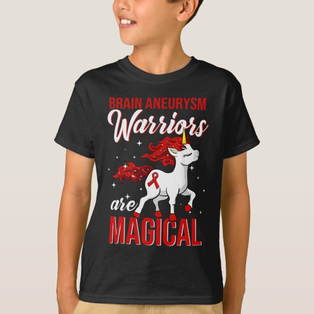 Brain Aneurysm Awareness Warrior Roligt Unicorn T Shirt (Framsida)