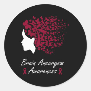Brain Aneurysm Awareness - Women Butterflies Hair Runt Klistermärke