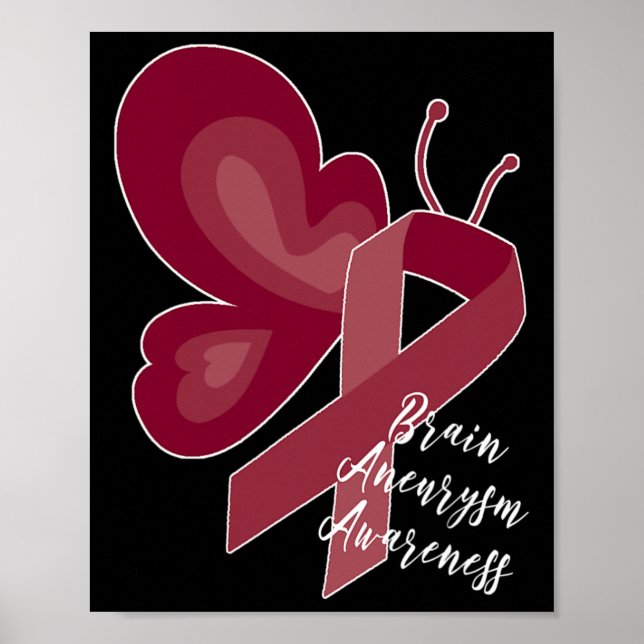 Brain Aneurysm Survivor Awareness Burgundy Butterf Poster (Framsidan)