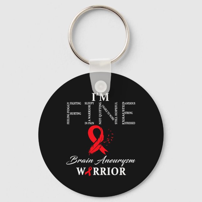 Brain Aneurysm Warrior I'm Fine  Nyckelring (Framsida)