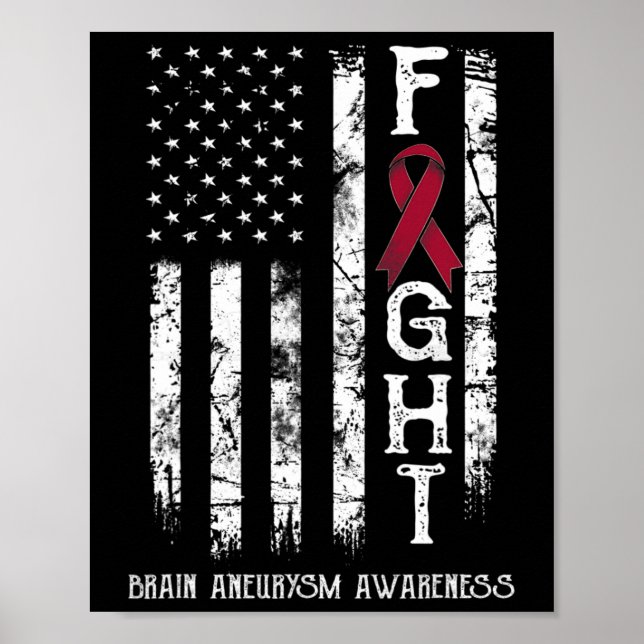 Brain Aneurysm Warrior Us Flag  Poster (Framsidan)