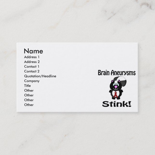 Brain Aneurysms Stink Skunk Awareness Design Visitkort (Framsida)