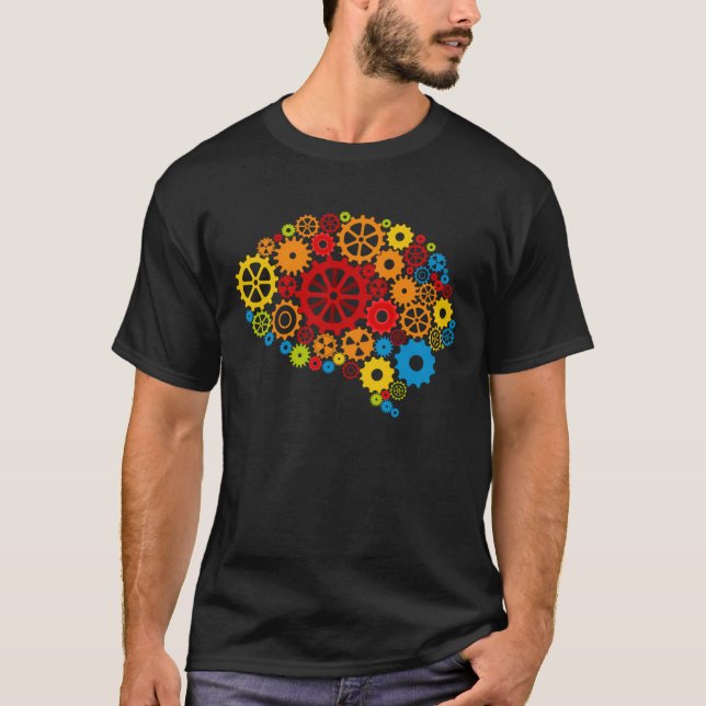 brain as gears tee shirt (Framsida)