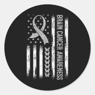 Brain Cancer Awareness American Flagga Runt Klistermärke