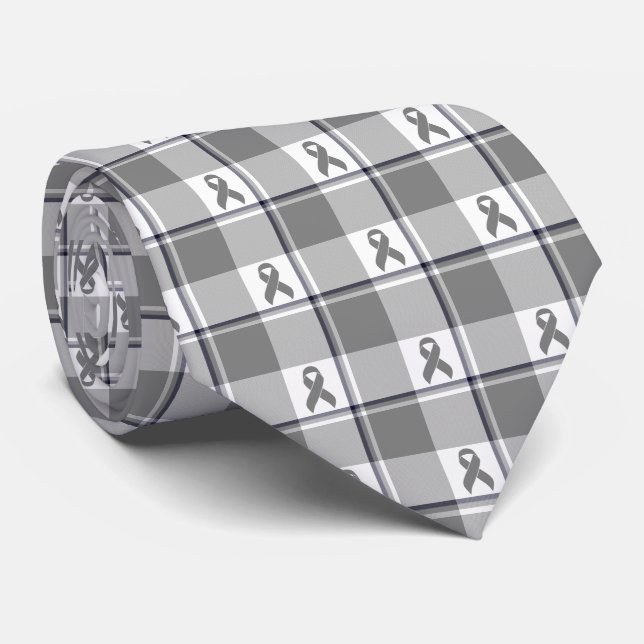 Brain Cancer Awareness Plaid Gray Ribbon Slips (Rullad)