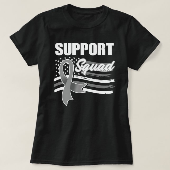 Brain Cancer Awareness Support Squad American Flag T Shirt (Design framsida)