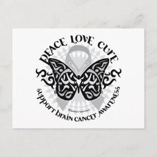 Brain Cancer Butterfly Tribal Vykort