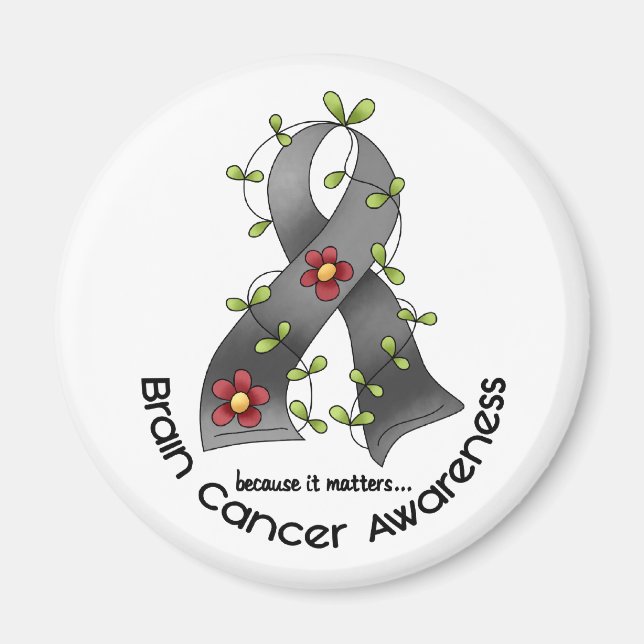 Brain Cancer FLOWER RIBBON 1 Magnet (Framsidan)