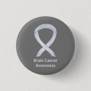 Brain Cancer Grått Awareness Ribbon Button Stift Knapp