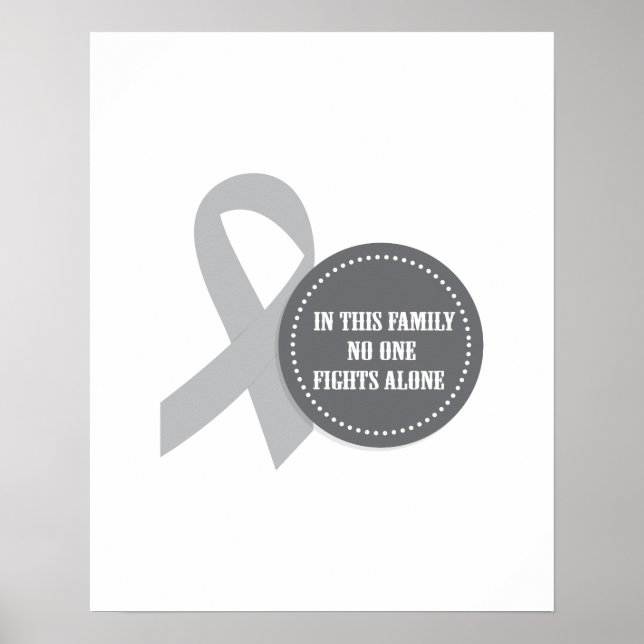 Brain Cancer Grått Ribbon for Family Poster (Framsidan)
