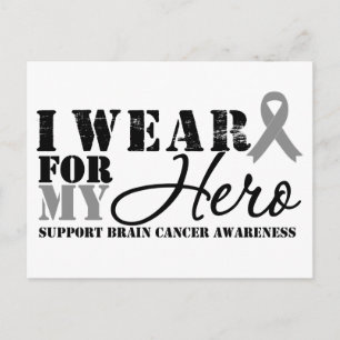 Brain Cancer Hero Grått Ribbon Vykort