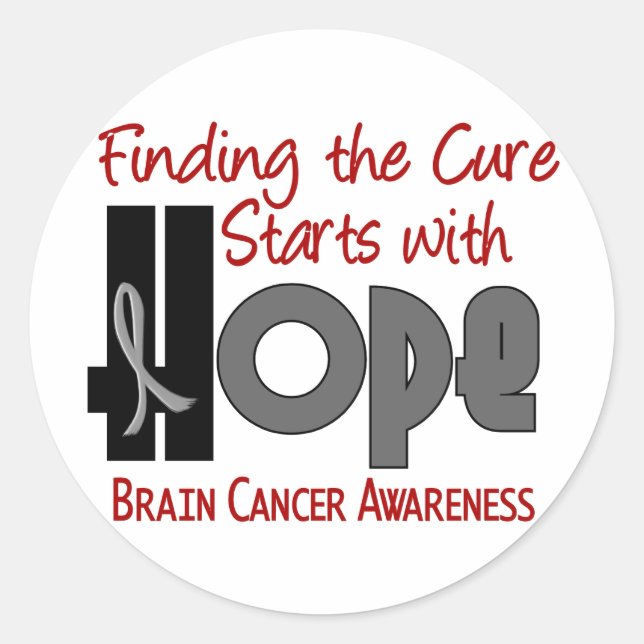 Brain Cancer HOPE 4 Runt Klistermärke (Framsida)