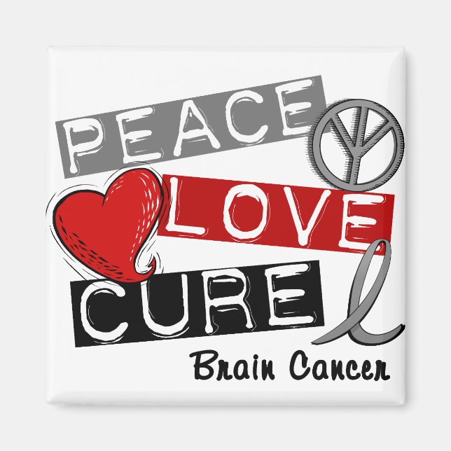 Brain Cancer PEACE KÄRLEK CURE 1 Magnet (Framsidan)