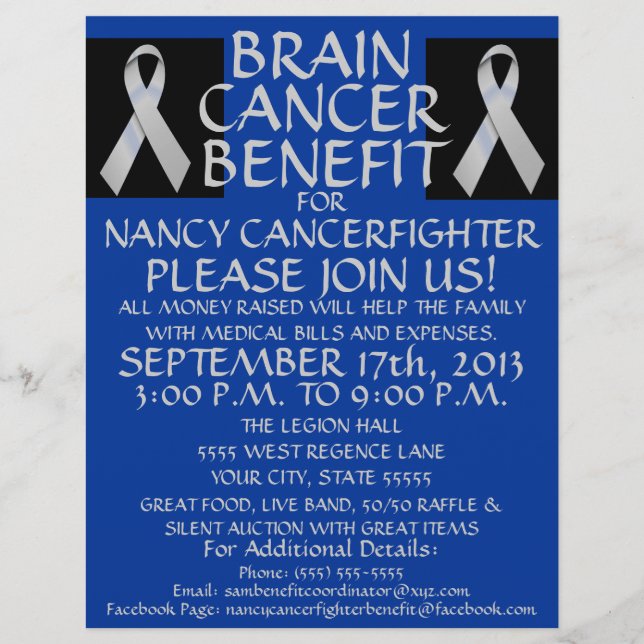 Brain Cancer Ribbon Benefit Flyer (Framsidan)