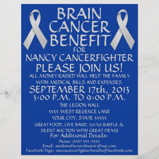 Brain Cancer Ribbon Benefit Flyer (Framsidan)