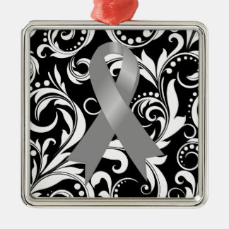 Brain Cancer Ribbon Deco Noir Julgransprydnad Metall