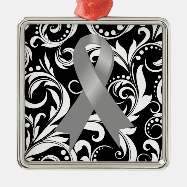 Brain Cancer Ribbon Deco Noir Julgransprydnad Metall (Framsidan)