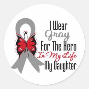 Brain Cancer Ribbon Hero Min dotter Runt Klistermärke