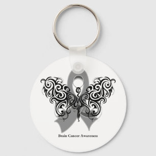 Brain Cancer Tribal Butterfly Ribbon Nyckelring