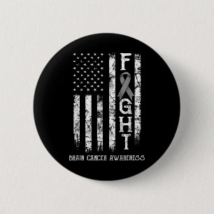Brain Cancer Warrior US Flagga Knapp