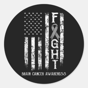 Brain Cancer Warrior US Flagga Runt Klistermärke