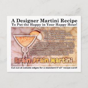 Brain Drain Halloween Martini Recipe-vykort Vykort