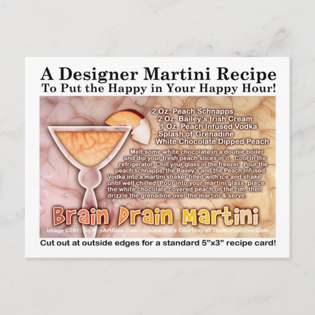 Brain Drain Halloween Martini Recipe-vykort Vykort (Framsida)