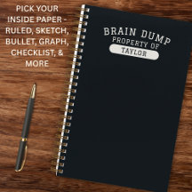 Brain Dump Personalized Name Modern Stylish Black