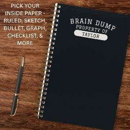 Brain Dump Personalized Name Modern Stylish Black