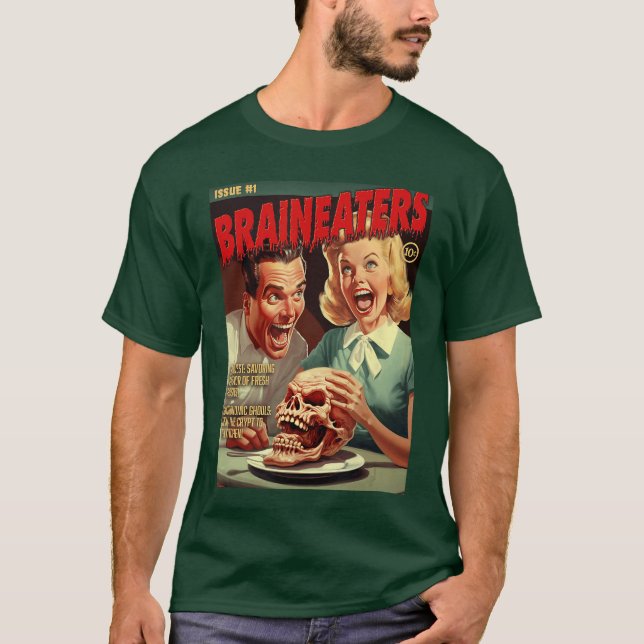 Brain Eaters 1950s horror comic cover girl T Shirt (Framsida)
