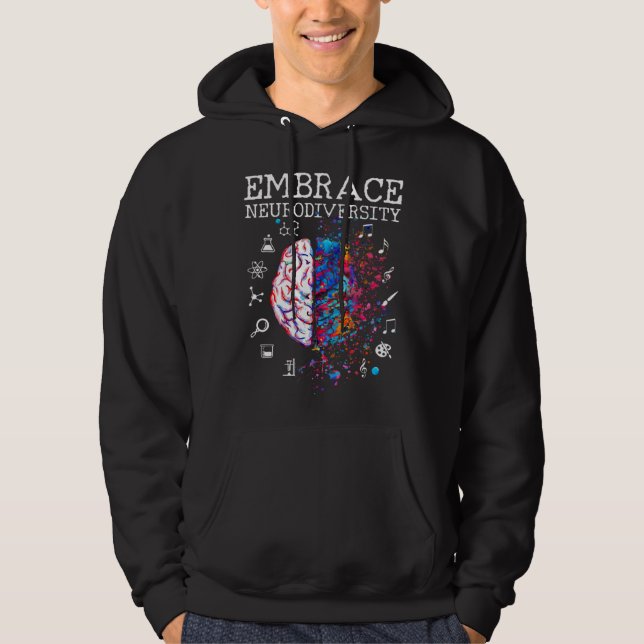 Brain Embrace Neurodiversity Autism Awareness Mont Hoodie (Framsida)