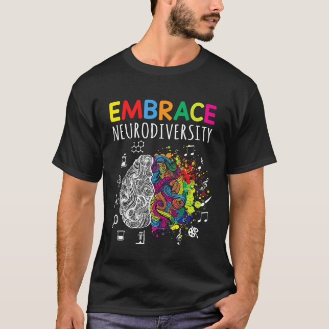 Brain Embrace Neurodiversity Autism Awareness Mont T Shirt (Framsida)