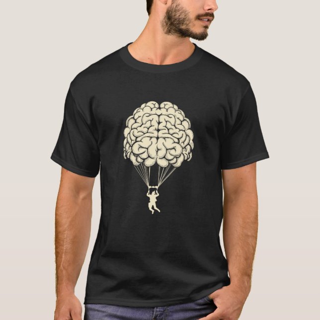 Brain Fallskärm Skydiving Parachuting Skydiver T Shirt (Framsida)