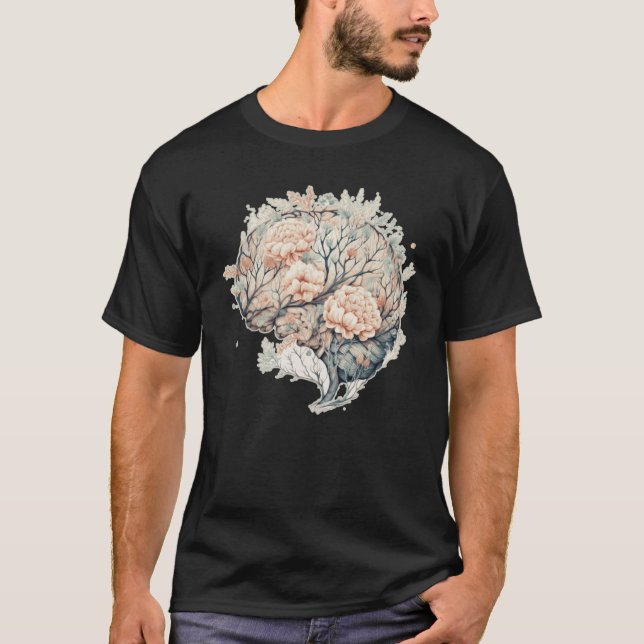 Brain Flower Neuro Science Floral Neurologist Ment T Shirt (Framsida)