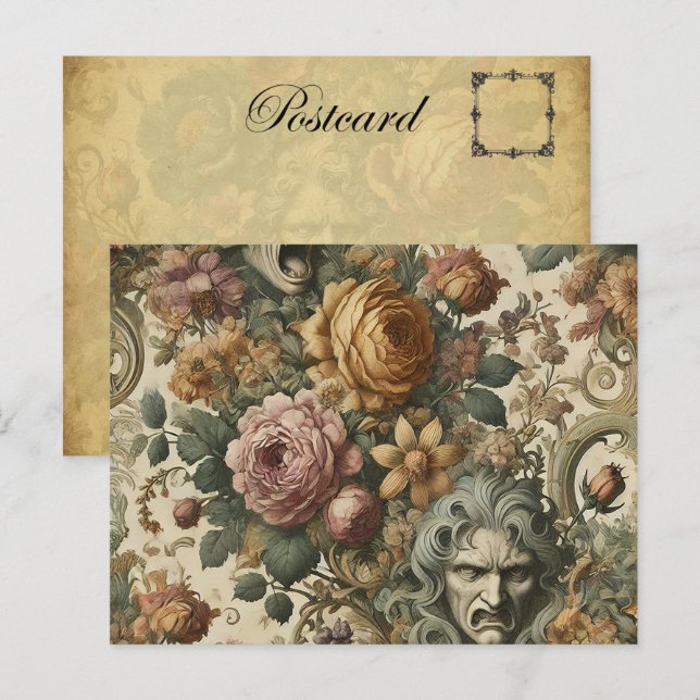 Brain Fog - Gothic Blommigt Helg Vykort (Fram/baksida)